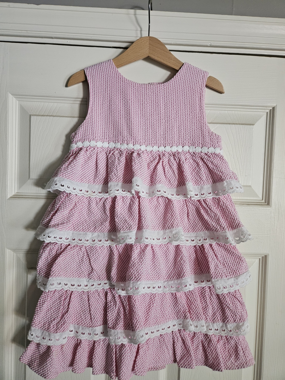 Lilly Pulitzer Pink Tiered Seersucker Dress, Size 6